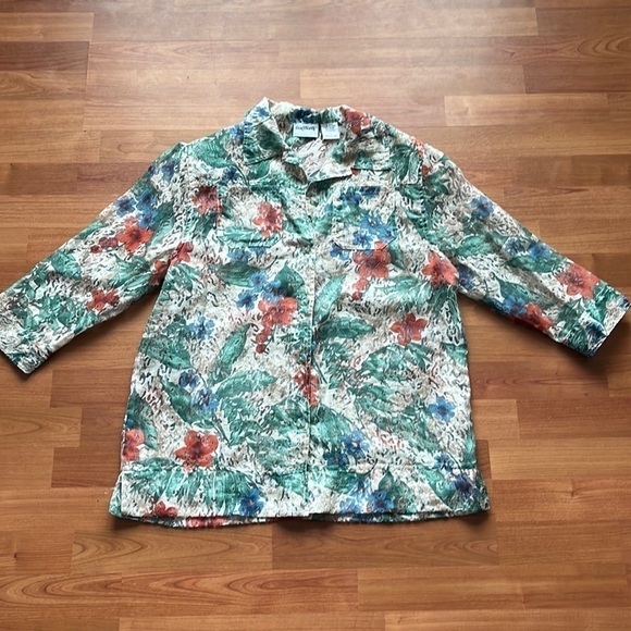 Vintage BonWorth shirt jacket with floral tropical print and cut out Size M - Picture 2 of 9